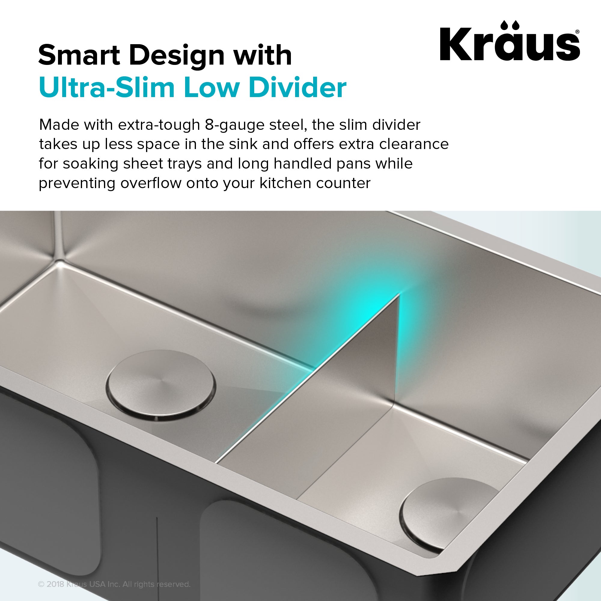 KRAUS Standart PRO 32" 16 Gauge Undermount 60/40 Low Divider Double Bowl Stainless Steel Kitchen Sink - KHU103-32