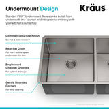 KRAUS Standart PRO 33" Undermount 60/40 Double Bowl Stainless Steel Kitchen Sink - KHU103-33