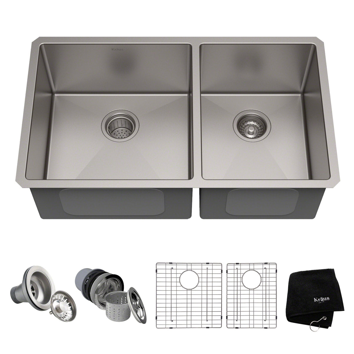 KRAUS Standart PRO 33" Undermount 60/40 Double Bowl Stainless Steel Kitchen Sink - KHU103-33