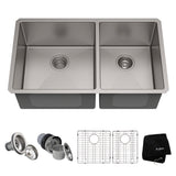 KRAUS Standart PRO 33" Undermount 60/40 Double Bowl Stainless Steel Kitchen Sink - KHU103-33
