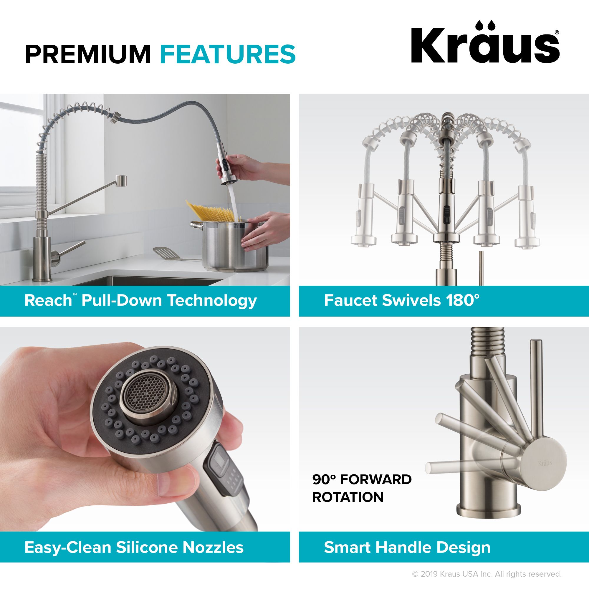 KRAUS Stark 33" Dual Mount Kitchen Sink and Pull-Down Commercial Kitchen Faucet Combo in Stainless Steel Finish - KCA-1102