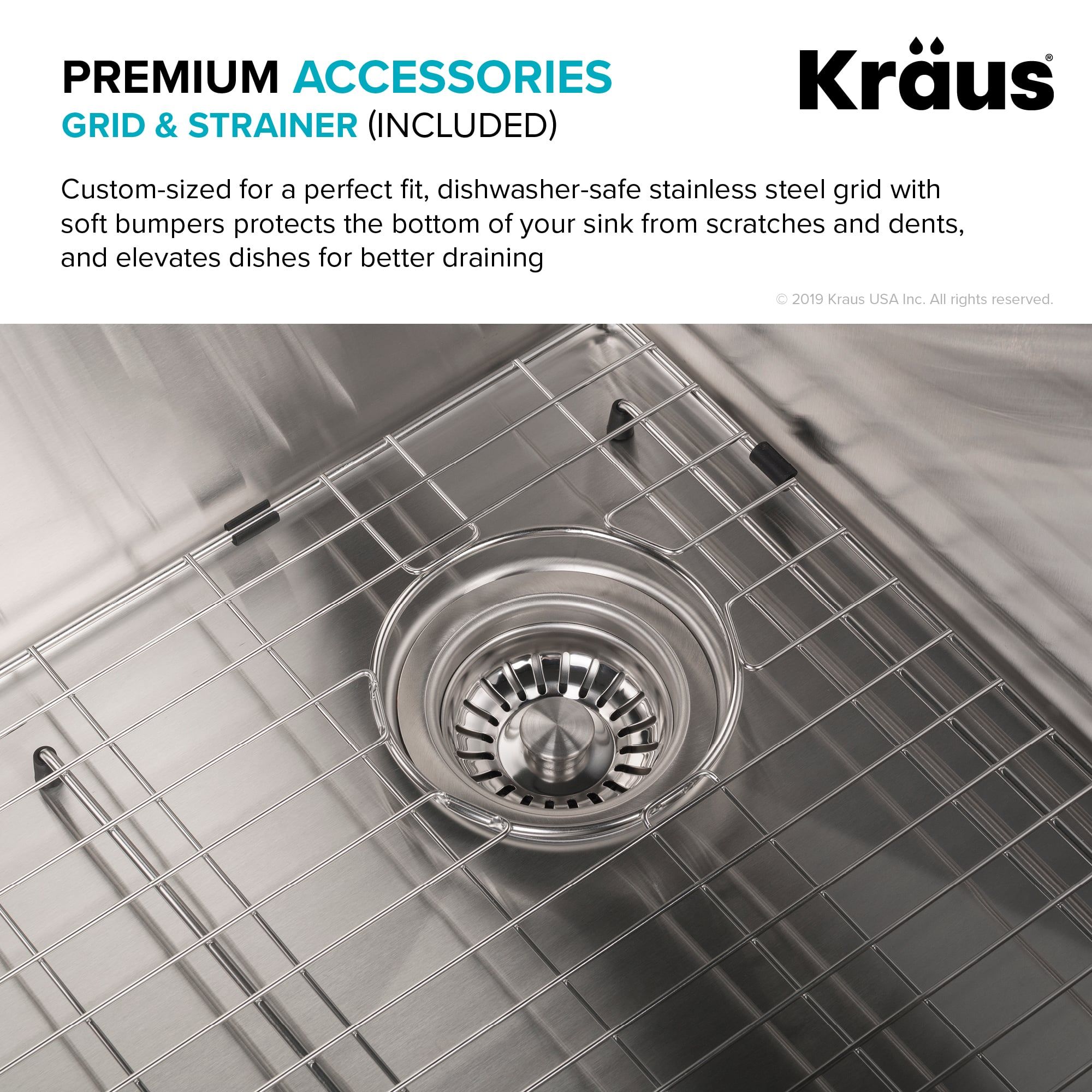 KRAUS Stark 33" Dual Mount Kitchen Sink and Pull-Down Commercial Kitchen Faucet Combo in Stainless Steel Finish - KCA-1102