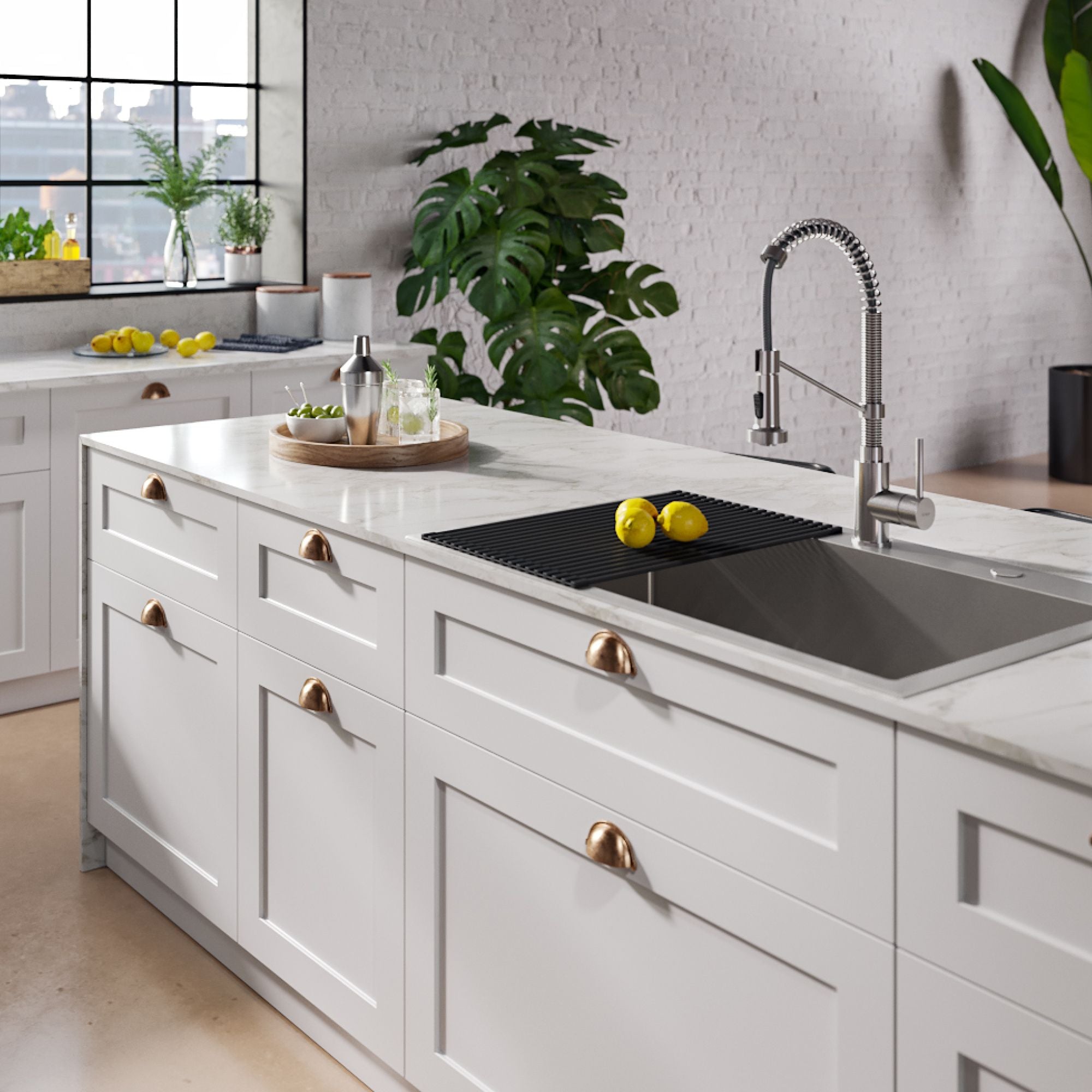 KRAUS Stark 33" Dual Mount Kitchen Sink and Pull-Down Commercial Kitchen Faucet Combo in Stainless Steel Finish - KCA-1102