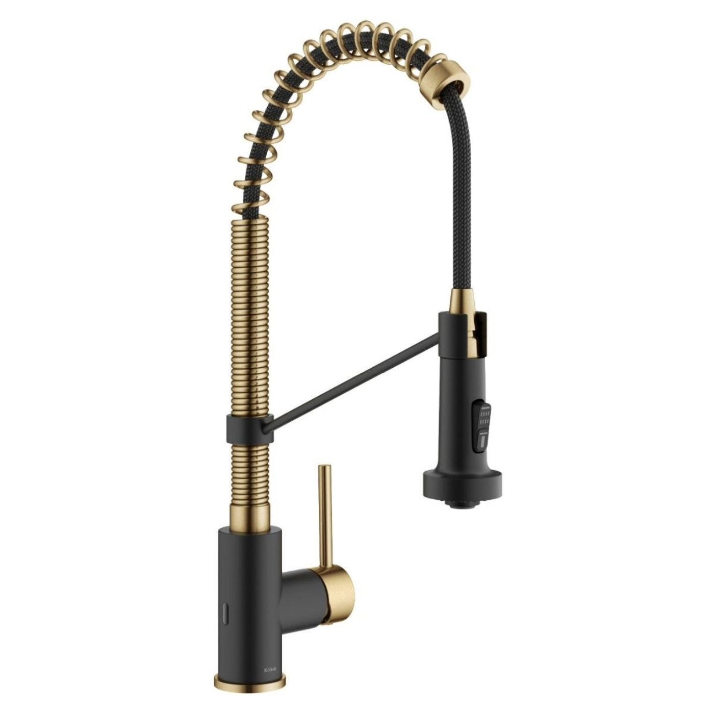 KRAUS Touchless Pull-Down Single Handle 18-Inch Kitchen Faucet in Brushed Brass & Matte Black -  KSF-1610BBMB