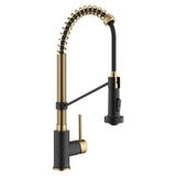 KRAUS Touchless Pull-Down Single Handle 18-Inch Kitchen Faucet in Brushed Brass & Matte Black -  KSF-1610BBMB