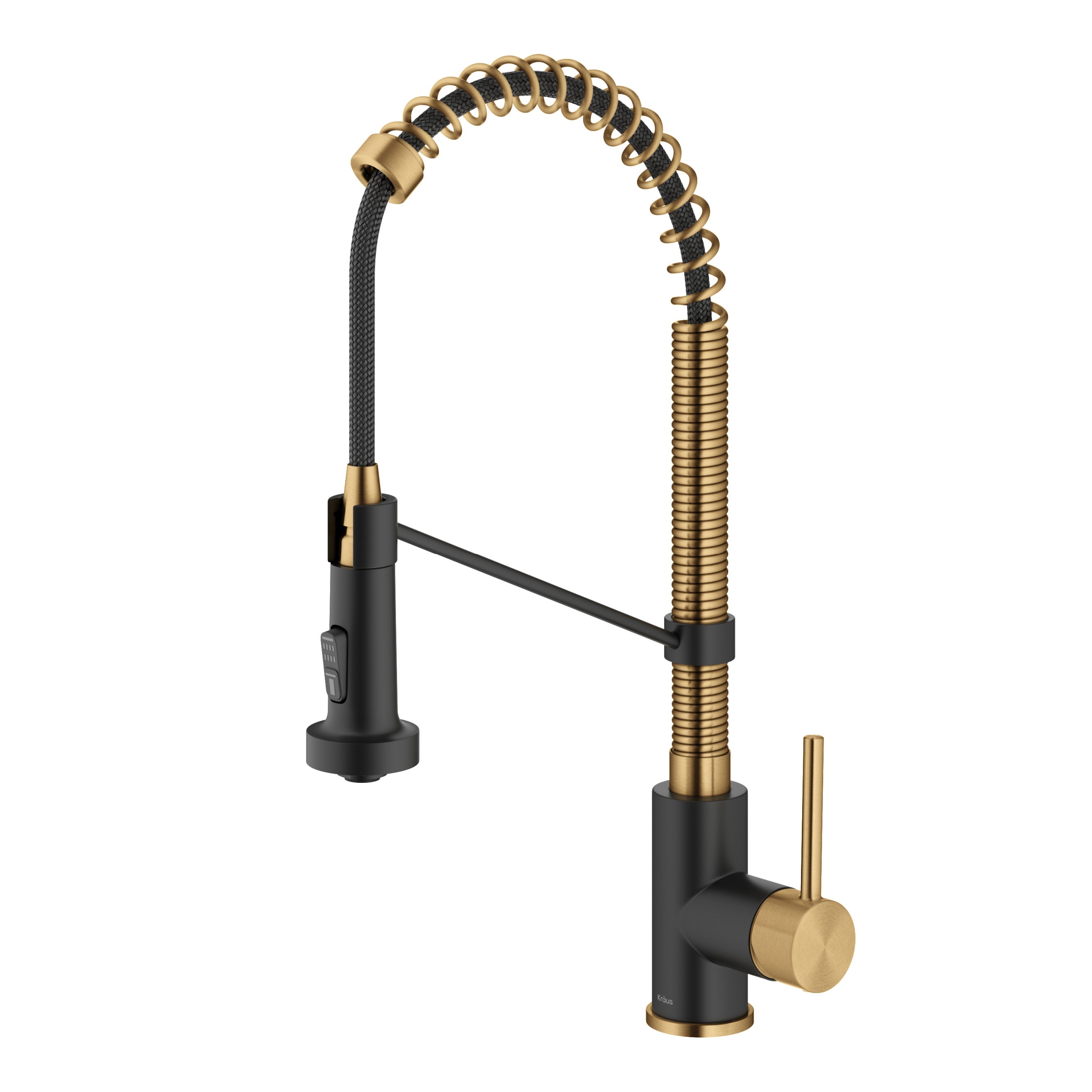 KRAUS Touchless Pull-Down Single Handle 18-Inch Kitchen Faucet in Brushed Brass & Matte Black -  KSF-1610BBMB