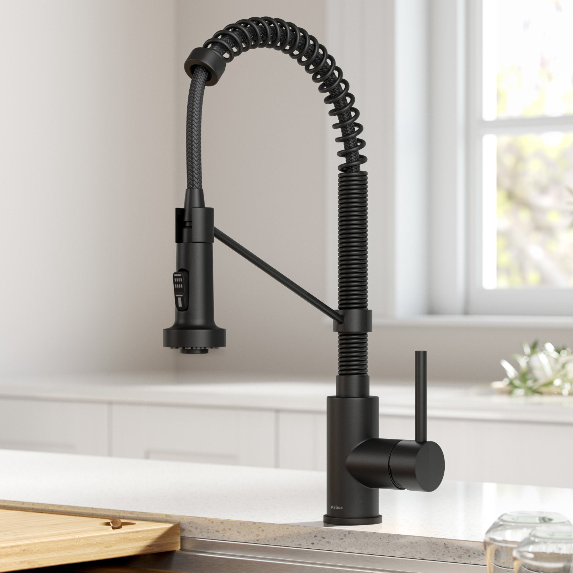 KRAUS Touchless Pull-Down Single Handle 18-Inch Kitchen Faucet in Matte Black - KSF-1610MB