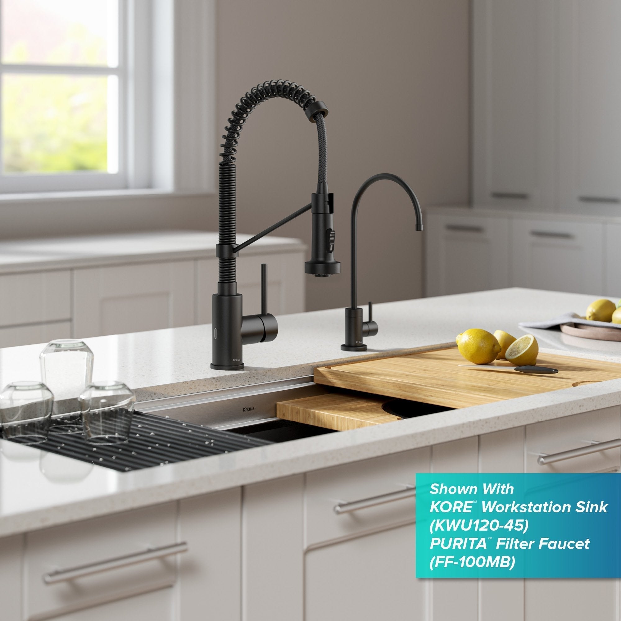 KRAUS Touchless Pull-Down Single Handle 18-Inch Kitchen Faucet in Matte Black - KSF-1610MB