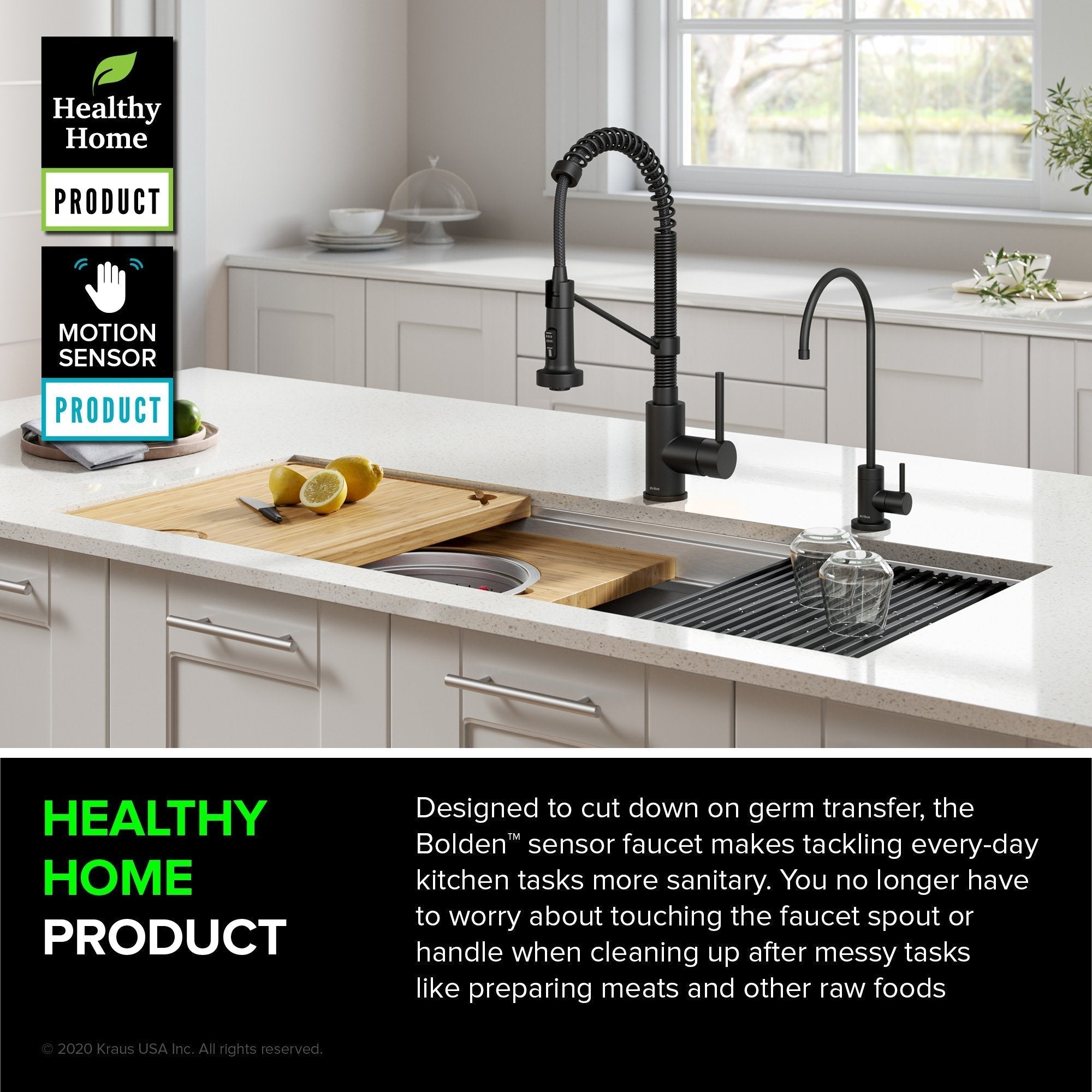 KRAUS Touchless Pull-Down Single Handle 18-Inch Kitchen Faucet in Matte Black - KSF-1610MB