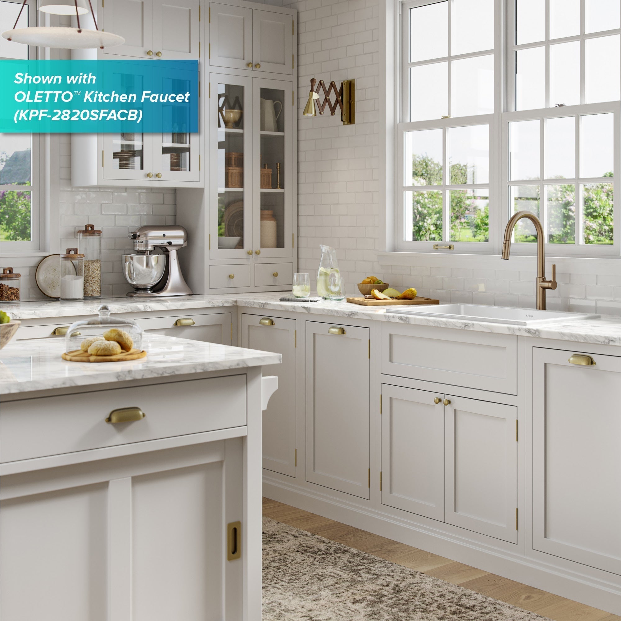 KRAUS Turino 30" Drop-In or Undermount Fireclay Kitchen Sink with Thick Mounting Deck in Gloss White - KFD1-30GWH