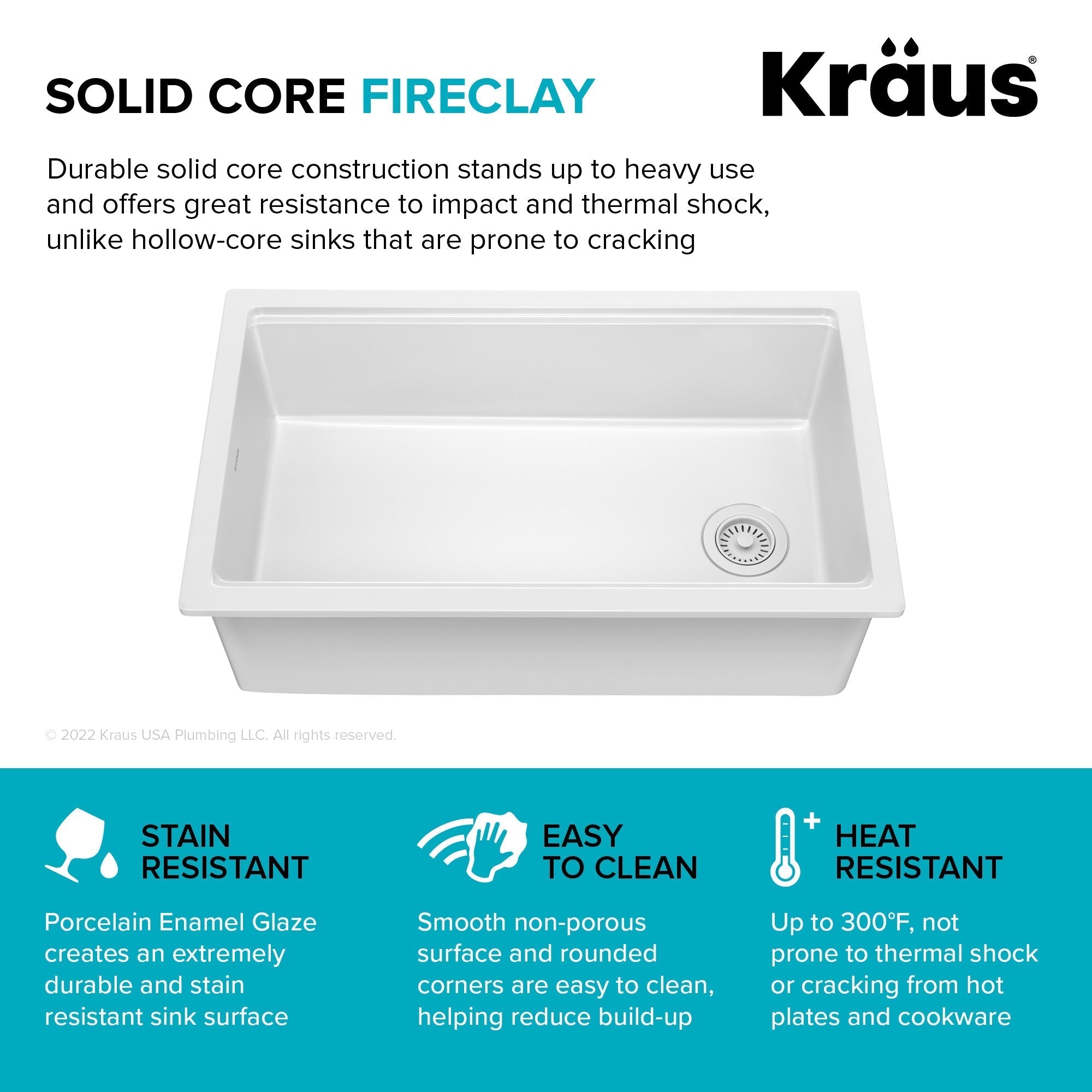 KRAUS Turino 33" Drop-In or Undermount Fireclay Workstation Kitchen Sink in Gloss White - KFDW1-33GWH