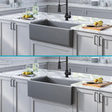 KRAUS Turino 33" Reversible Apron Front Fireclay Kitchen Sink in Matte Grey -  KFR1-33MGR