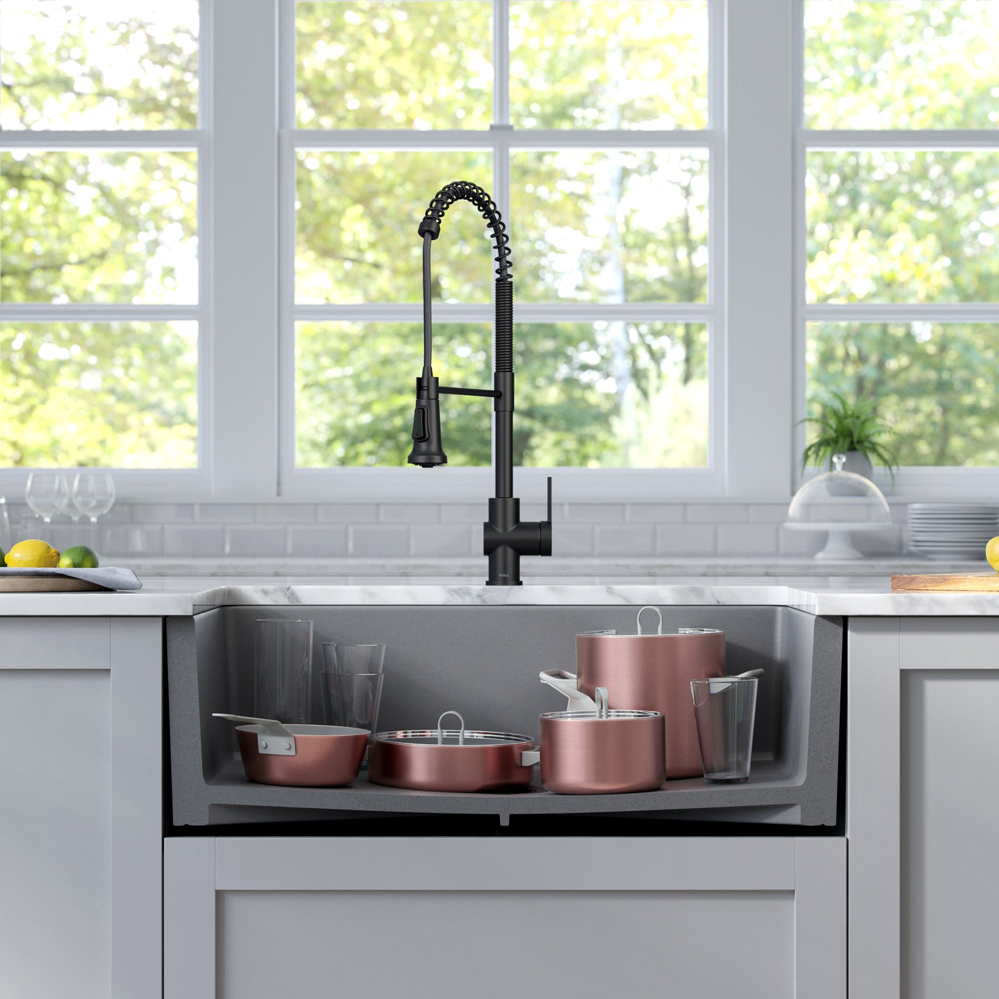 KRAUS Turino 33" Reversible Apron Front Fireclay Kitchen Sink in Matte Grey -  KFR1-33MGR