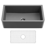 KRAUS Turino 33" Reversible Apron Front Fireclay Kitchen Sink in Matte Grey -  KFR1-33MGR