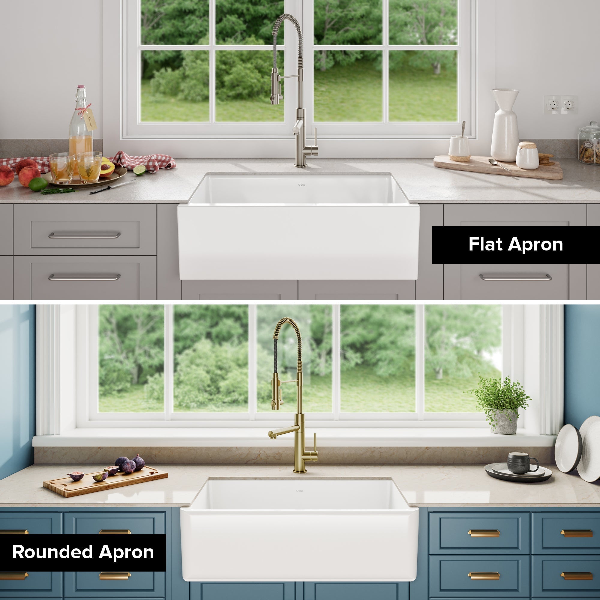 KRAUS Turino Reversible 33" Fireclay Farmhouse Flat Apron Front Single Bowl Kitchen Sink with Bottom Grid in Gloss White - KFR1-33GWH