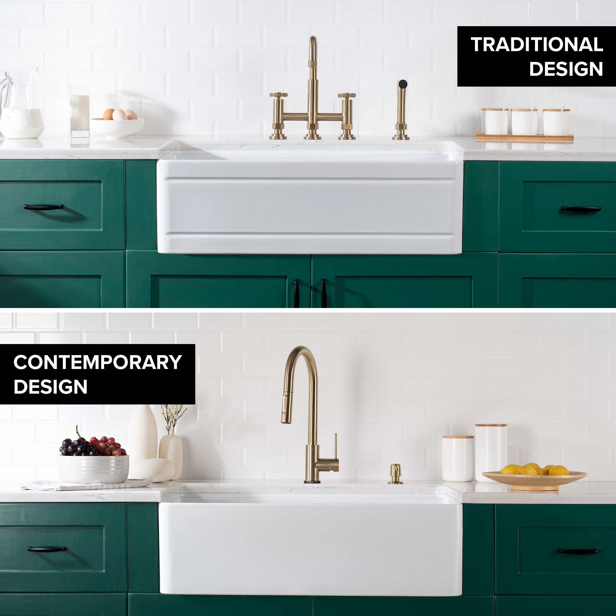 KRAUS Turino Workstation 33" Reversible Apron Front Fireclay Kitchen Sink with Accessories in Gloss White -  KFR4-33GWH