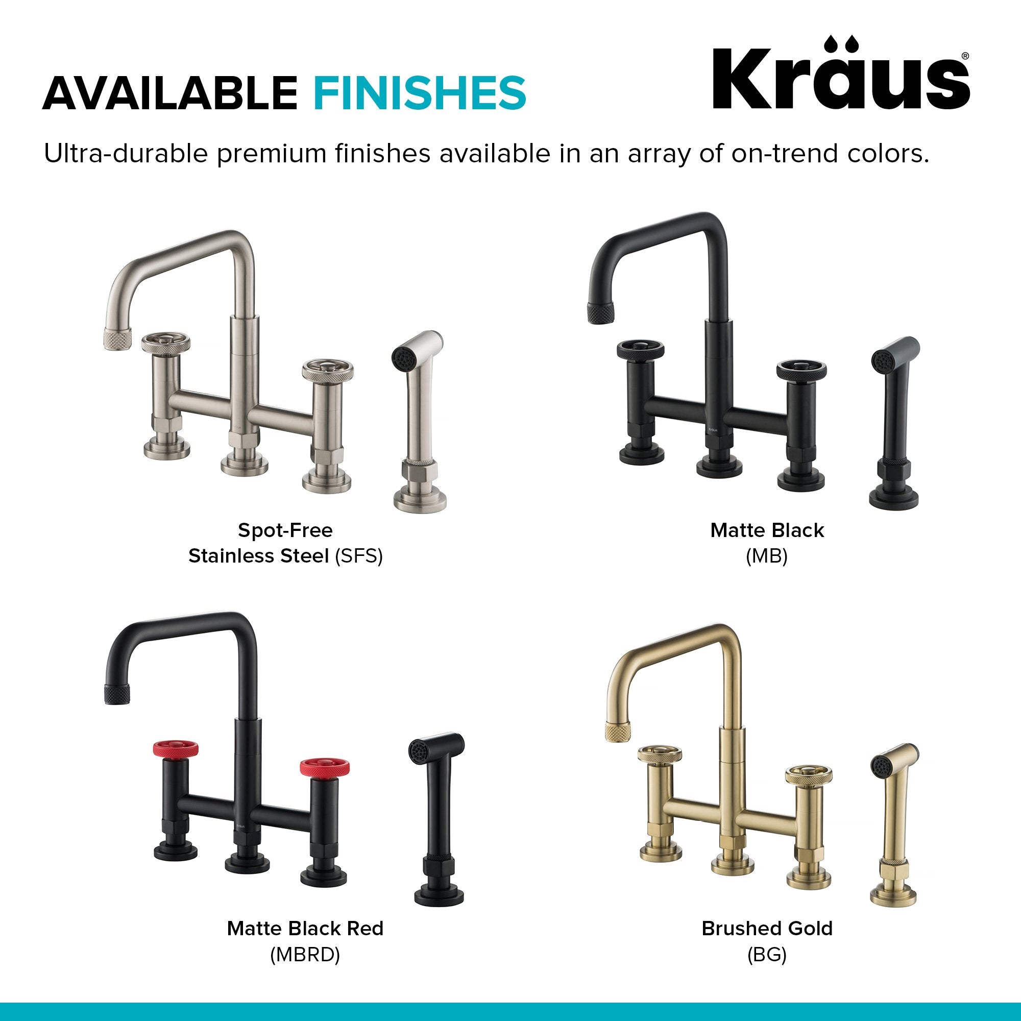 KRAUS Urbix Bridge Kitchen Faucet with Side Sprayer in Brushed Gold - KPF-3125BG