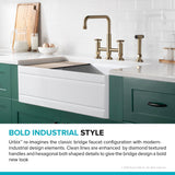 KRAUS Urbix Bridge Kitchen Faucet with Side Sprayer in Brushed Gold - KPF-3125BG