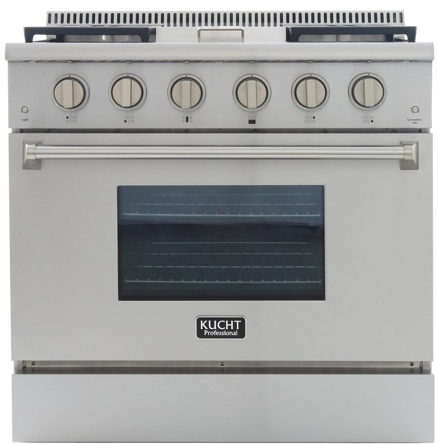Kucht Professional 36 in. 5.2 cu ft. Natural Gas Range with Griddle and Silver Knobs -KRG3609U-S