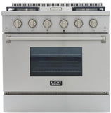 Kucht Professional 36 in. 5.2 cu ft. Natural Gas Range with Griddle and Silver Knobs -KRG3609U-S