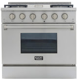 Kucht Professional 36 in. 5.2 cu ft. Propane Gas Range with Griddle and Silver Knobs - KRG3609U/LP-S