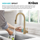 KRAUS Sensor Touchless Single Handle Pull Down Kitchen Faucet in Spot-Free Brushed Brass - KSF-1616BB