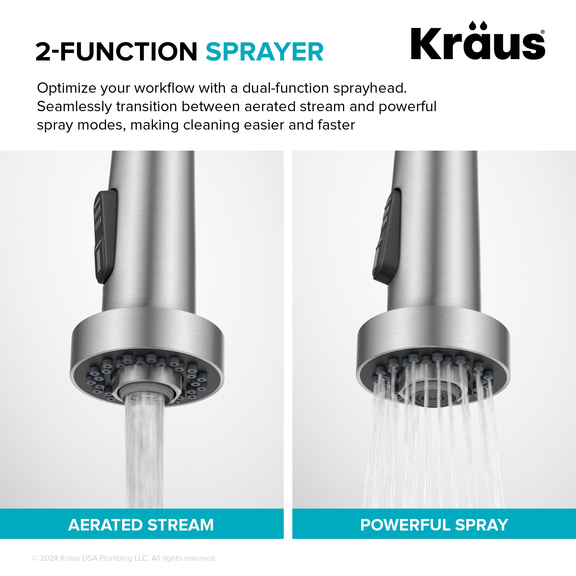 KRAUS Sensor Touchless Single Handle Pull Down Kitchen Faucet in Spot-Free Brushed Brass - KSF-1616BB