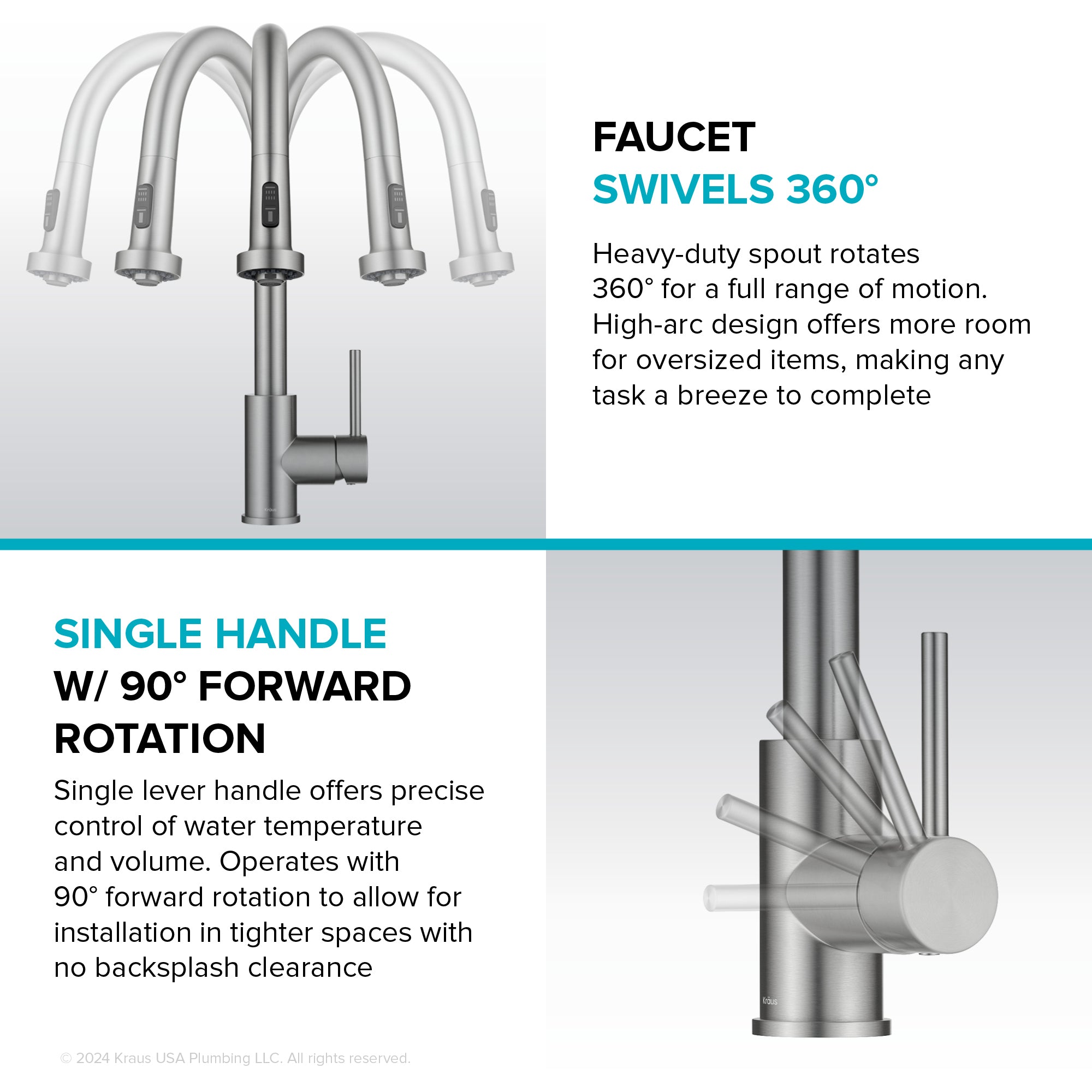 KRAUS Sensor Touchless Single Handle Pull Down Kitchen Faucet in Spot-Free Brushed Brass - KSF-1616BB