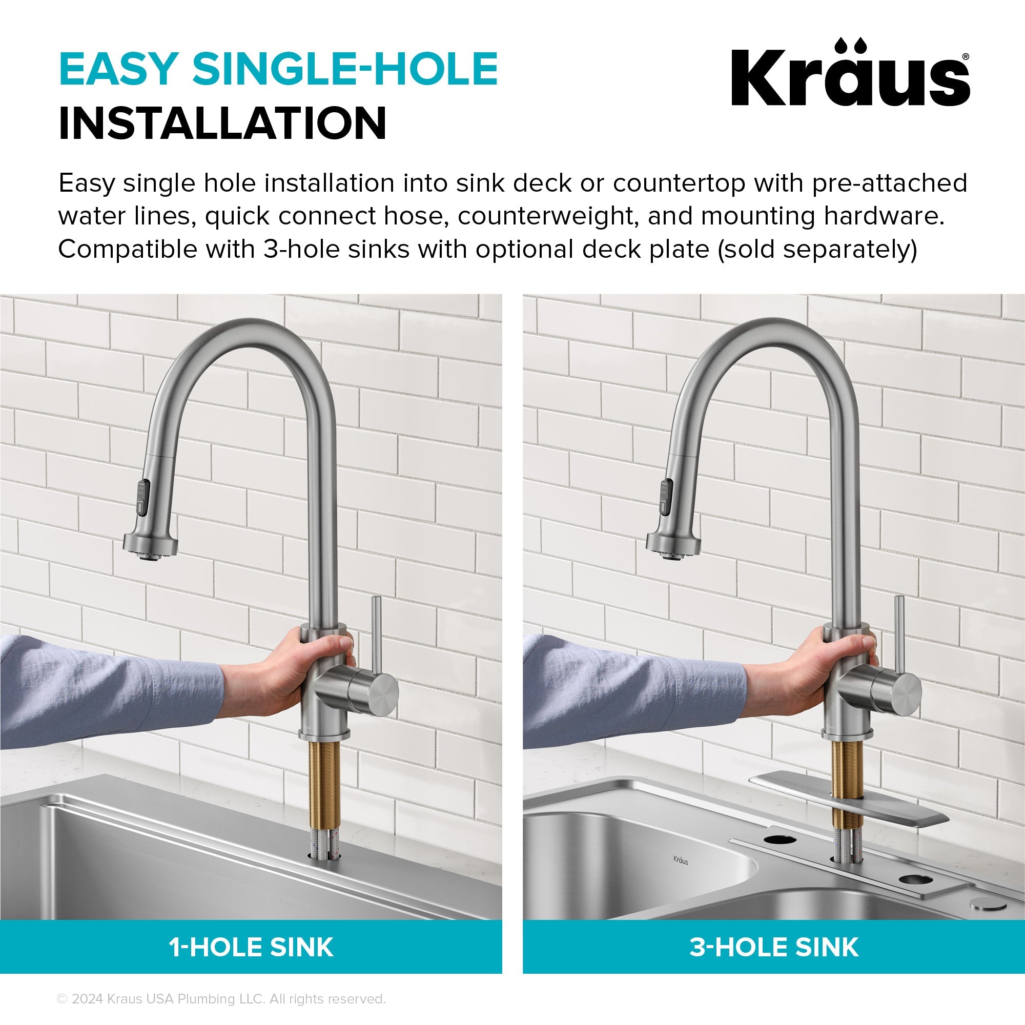 KRAUS Sensor Touchless Single Handle Pull Down Kitchen Faucet in Spot-Free Brushed Brass - KSF-1616BB