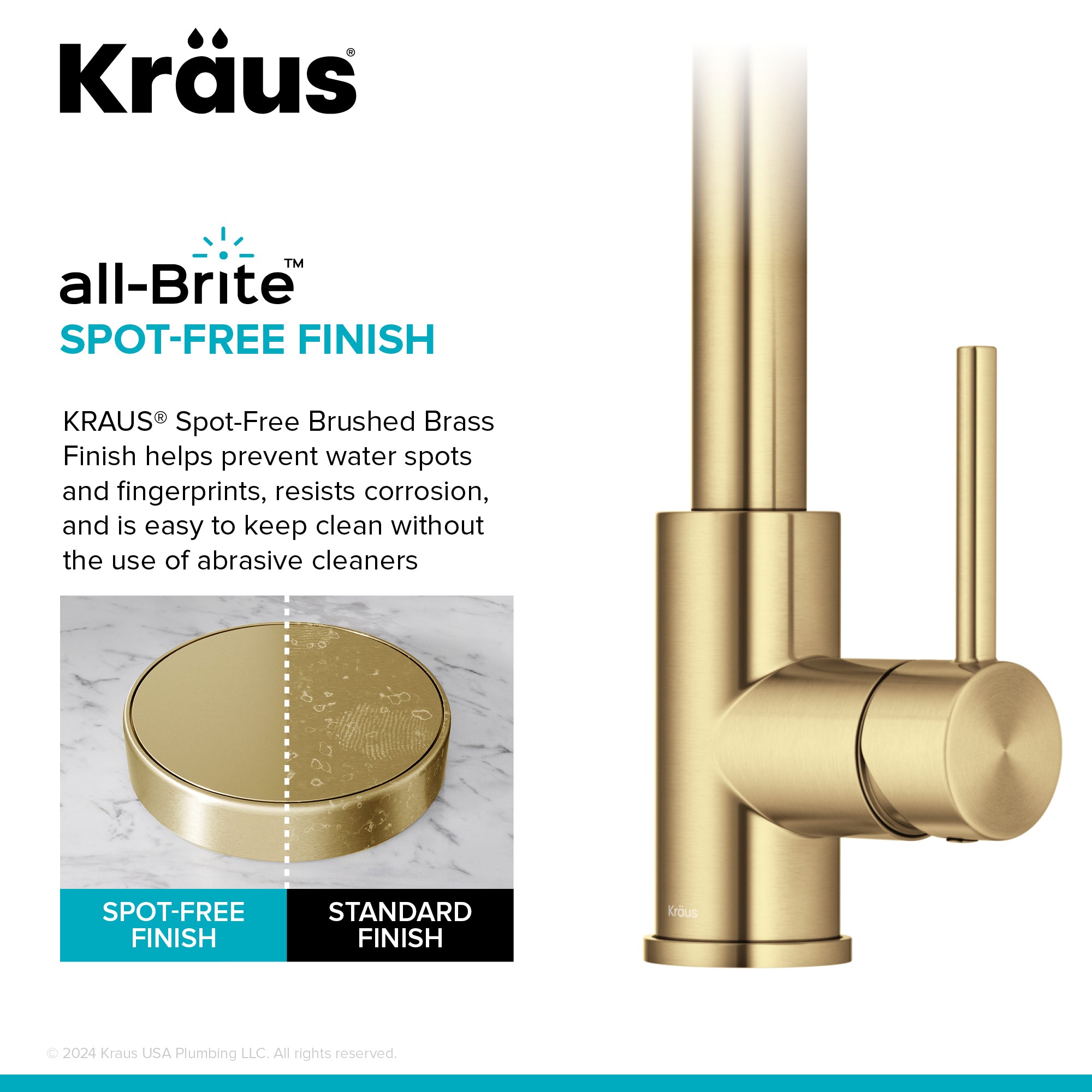 KRAUS Sensor Touchless Single Handle Pull Down Kitchen Faucet in Spot-Free Brushed Brass - KSF-1616BB