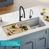 KRAUS Kore 2-Tier Workstation 45" Undermount 16 Gauge Single Bowl Stainless Steel Kitchen Sink with Accessories - KWU120-45