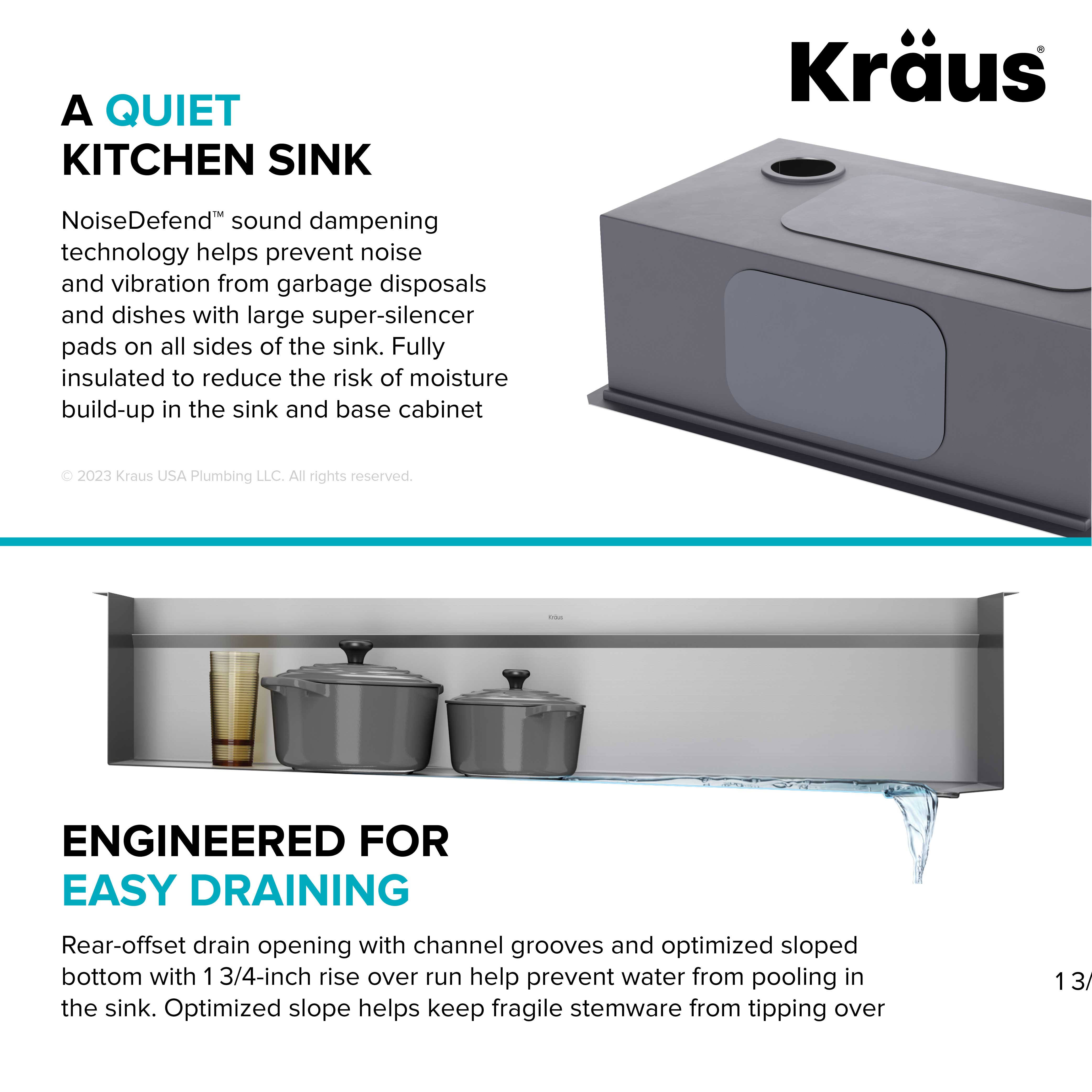 KRAUS Kore Dual Tier 57" Undermount Workstation 16 Gauge Single Bowl Kitchen Sink -  KWU210-57