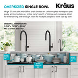 KRAUS Kore Dual Tier 57" Undermount Workstation 16 Gauge Single Bowl Kitchen Sink -  KWU210-57