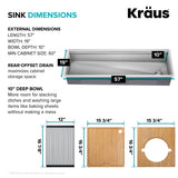 KRAUS Kore Dual Tier 57" Undermount Workstation 16 Gauge Single Bowl Kitchen Sink -  KWU210-57