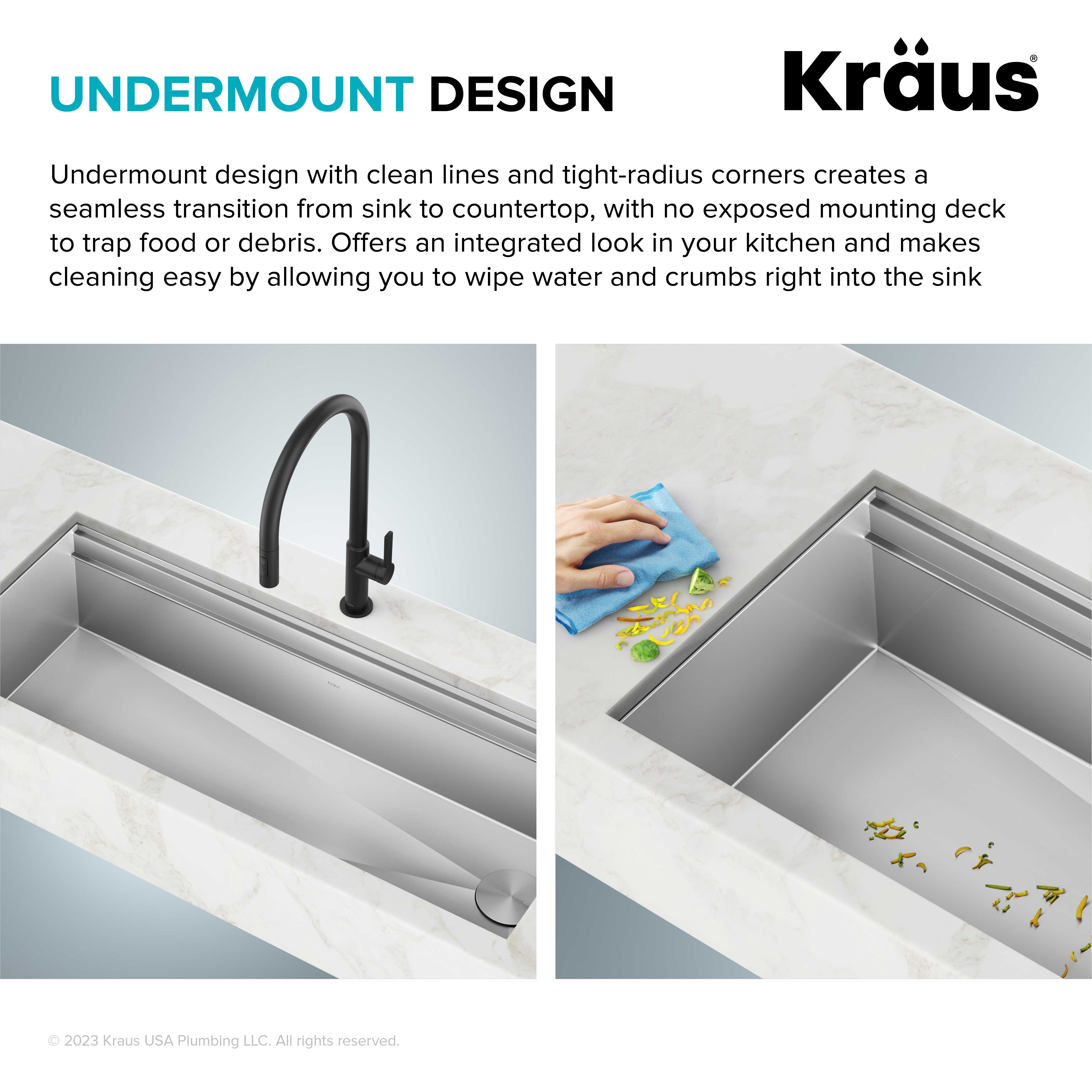 KRAUS Kore Dual Tier 57" Undermount Workstation 16 Gauge Single Bowl Kitchen Sink -  KWU210-57
