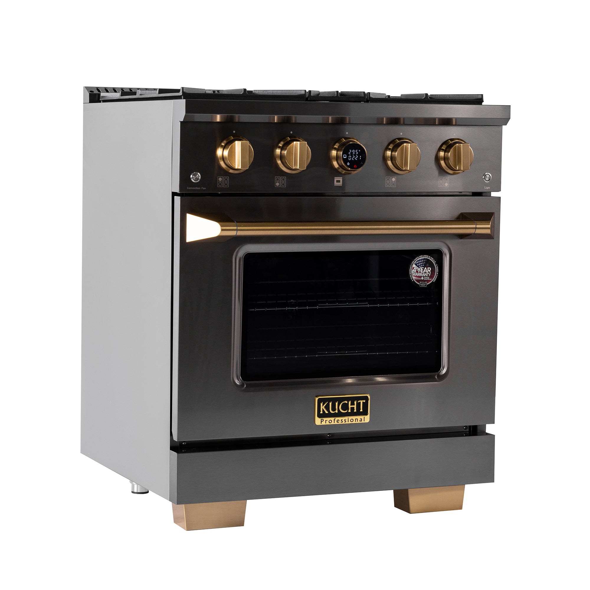Kucht 30" 4.2 cu. ft. 4 Burner Natural Gas Dual Fuel Range in Titanium Stainle - KXD30