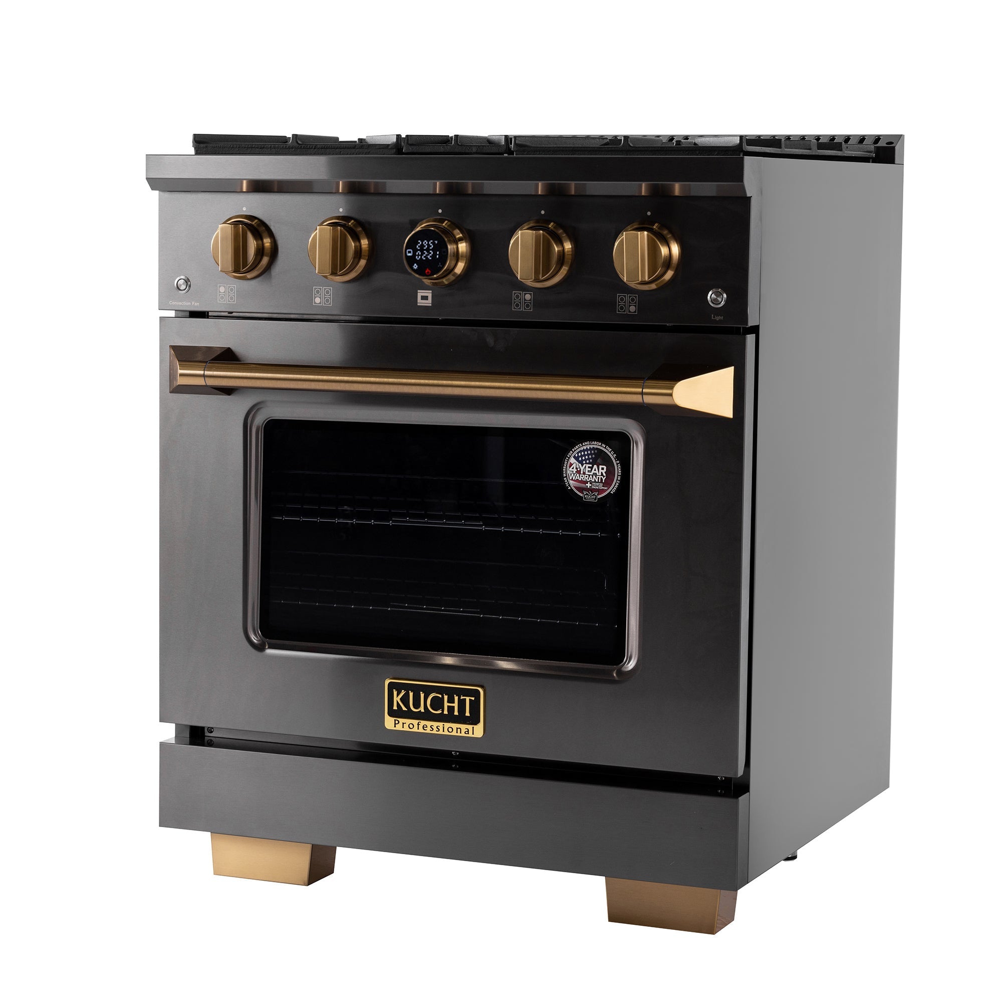Kucht 30" 4.2 cu. ft. 4 Burner Natural Gas Dual Fuel Range in Titanium Stainle - KXD30