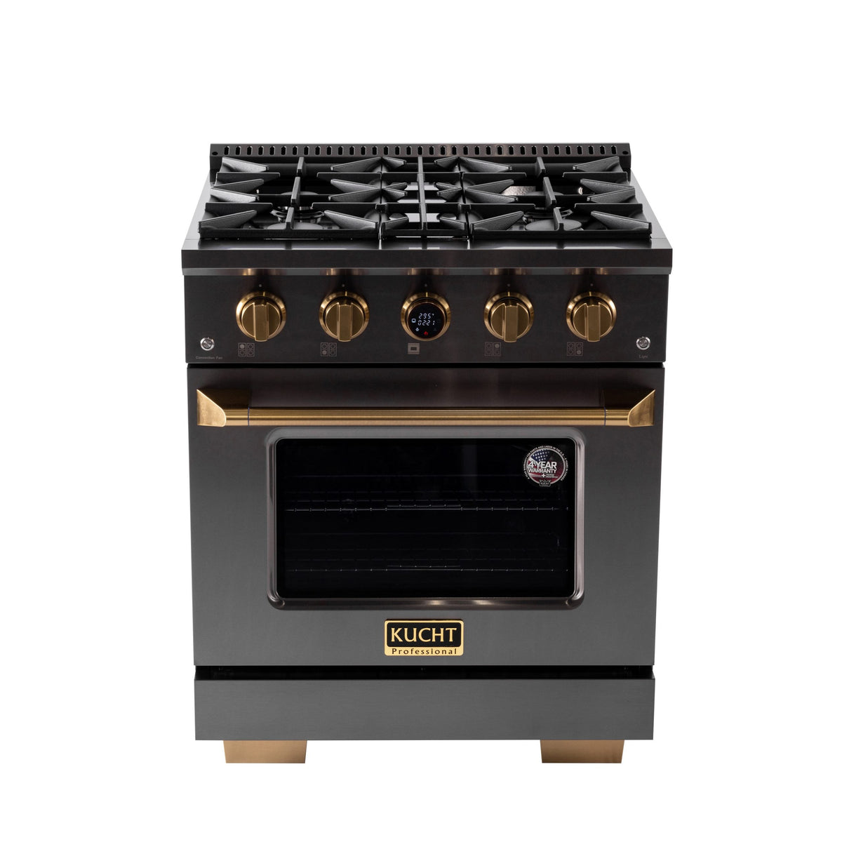 Kucht 30" 4.2 cu. ft. 4 Burner Natural Gas Dual Fuel Range in Titanium Stainle - KXD30