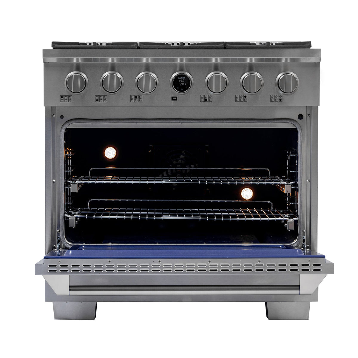 Kucht 36" 5.2 cu. ft. 6 Burner Natural Gas Dual Fuel Range in Stainless Steel with Digital Thermostat - KXP36-SS