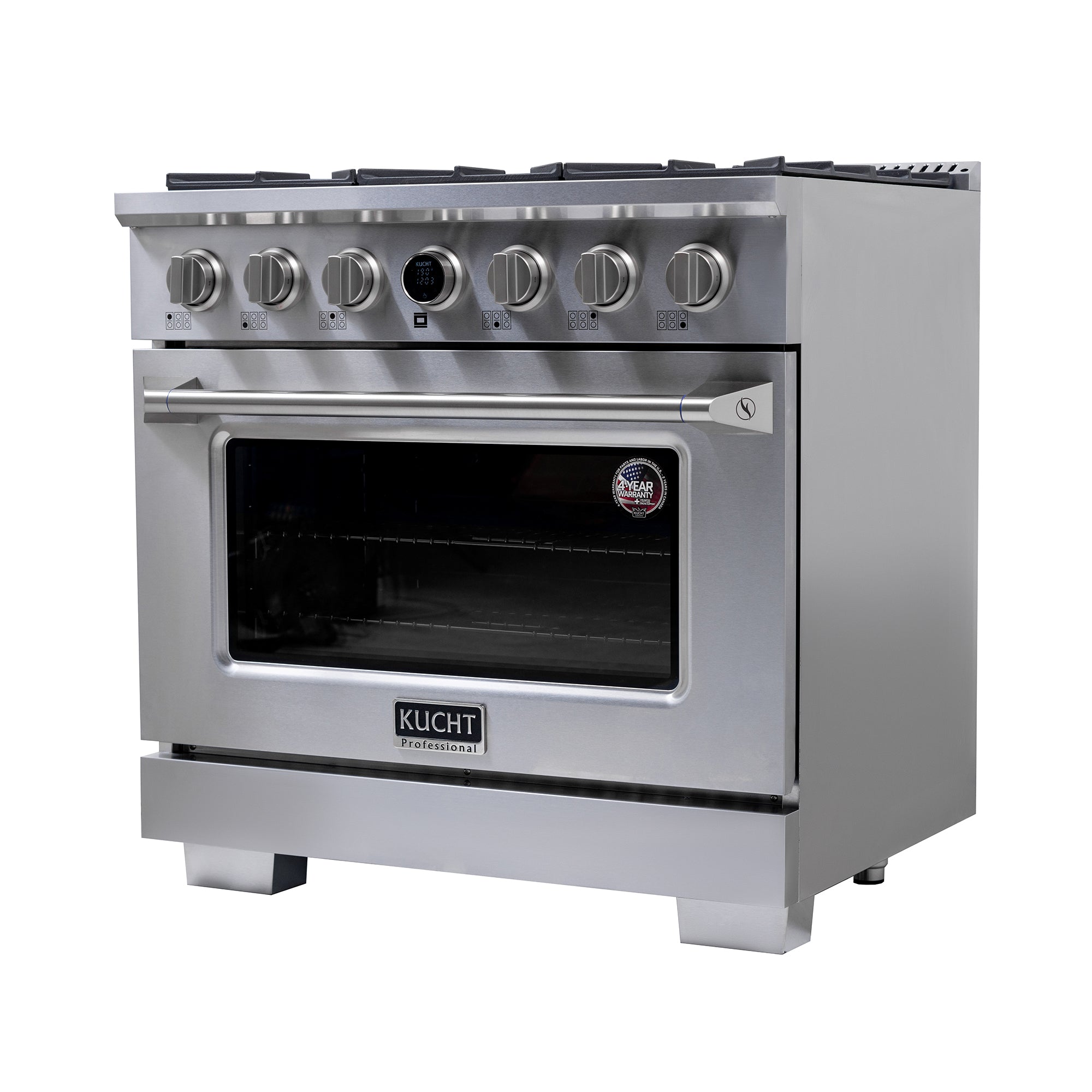 Kucht 36" 5.2 cu. ft. 6 Burner Natural Gas Dual Fuel Range in Stainless Steel with Digital Thermostat - KXP36-SS