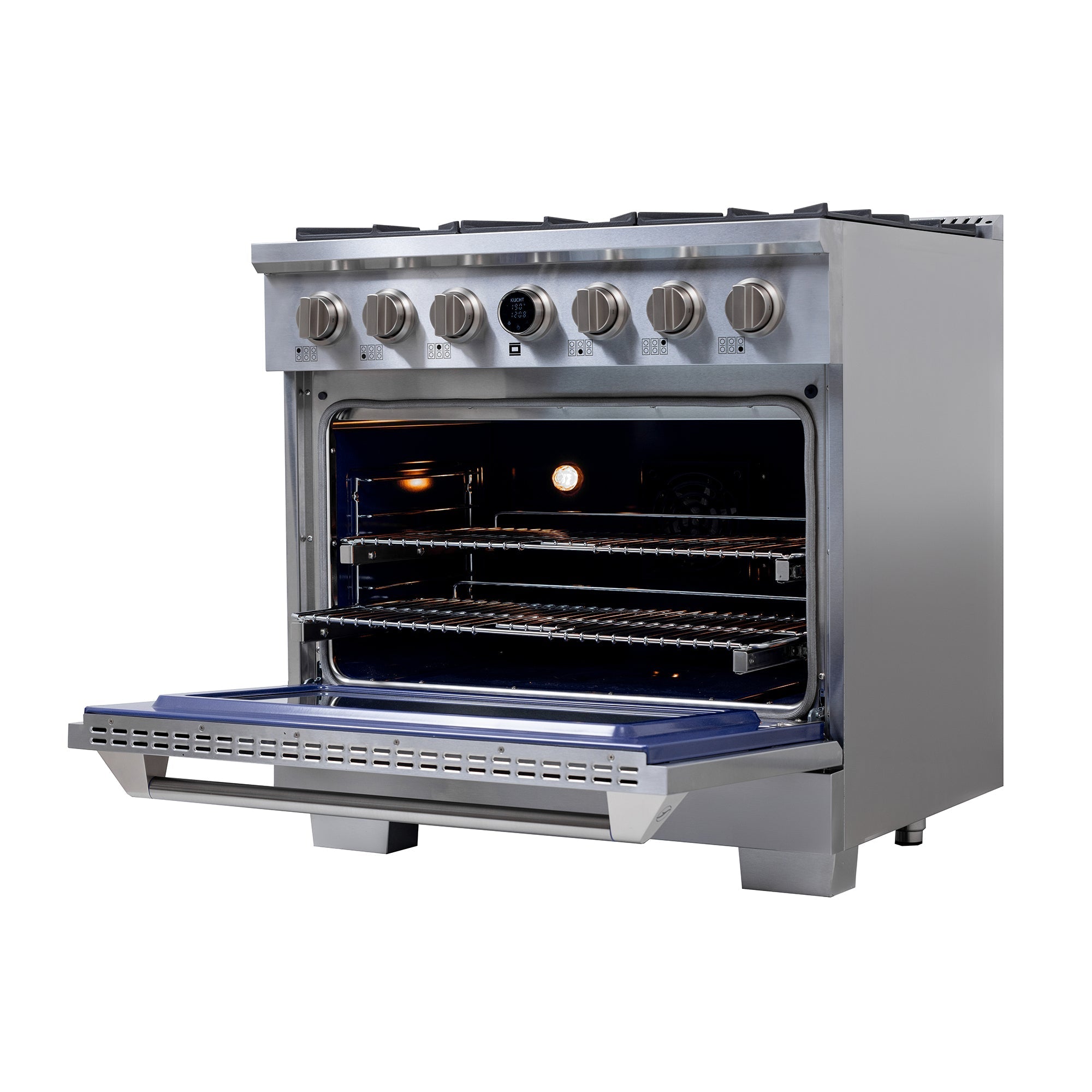 Kucht 36" 5.2 cu. ft. 6 Burner Natural Gas Dual Fuel Range in Stainless Steel with Digital Thermostat - KXP36-SS