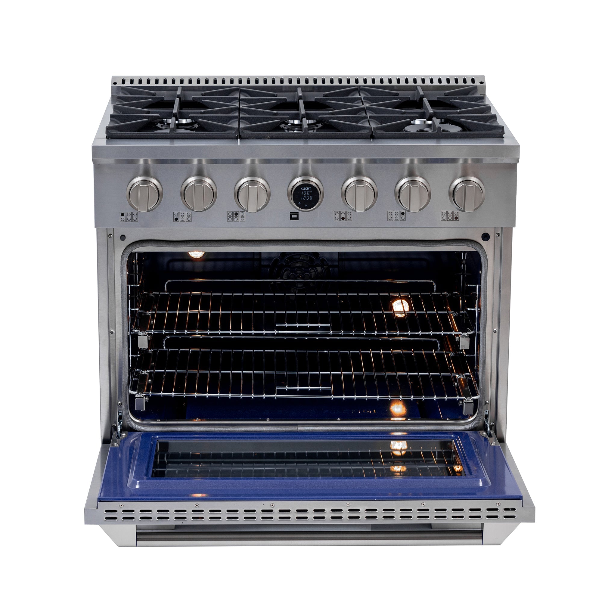 Kucht 36" 5.2 cu. ft. 6 Burner Natural Gas Dual Fuel Range in Stainless Steel with Digital Thermostat - KXP36-SS