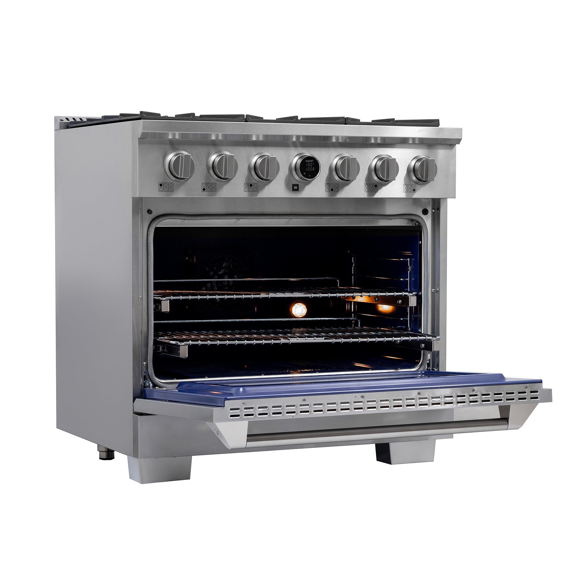 Kucht 36" 5.2 cu. ft. 6 Burner Natural Gas Dual Fuel Range in Stainless Steel with Digital Thermostat - KXP36-SS