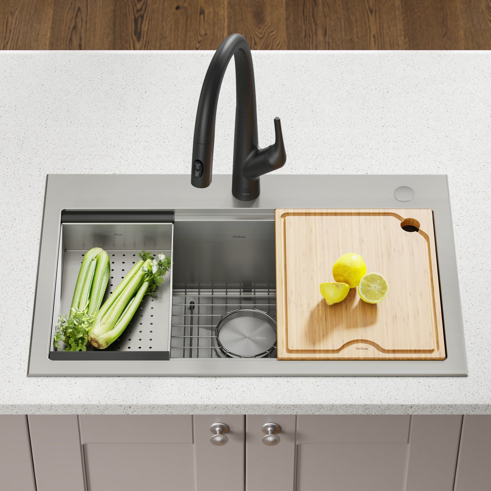 Kraus 32" Drop in Workstation Kitchen Sink - KWT300-32