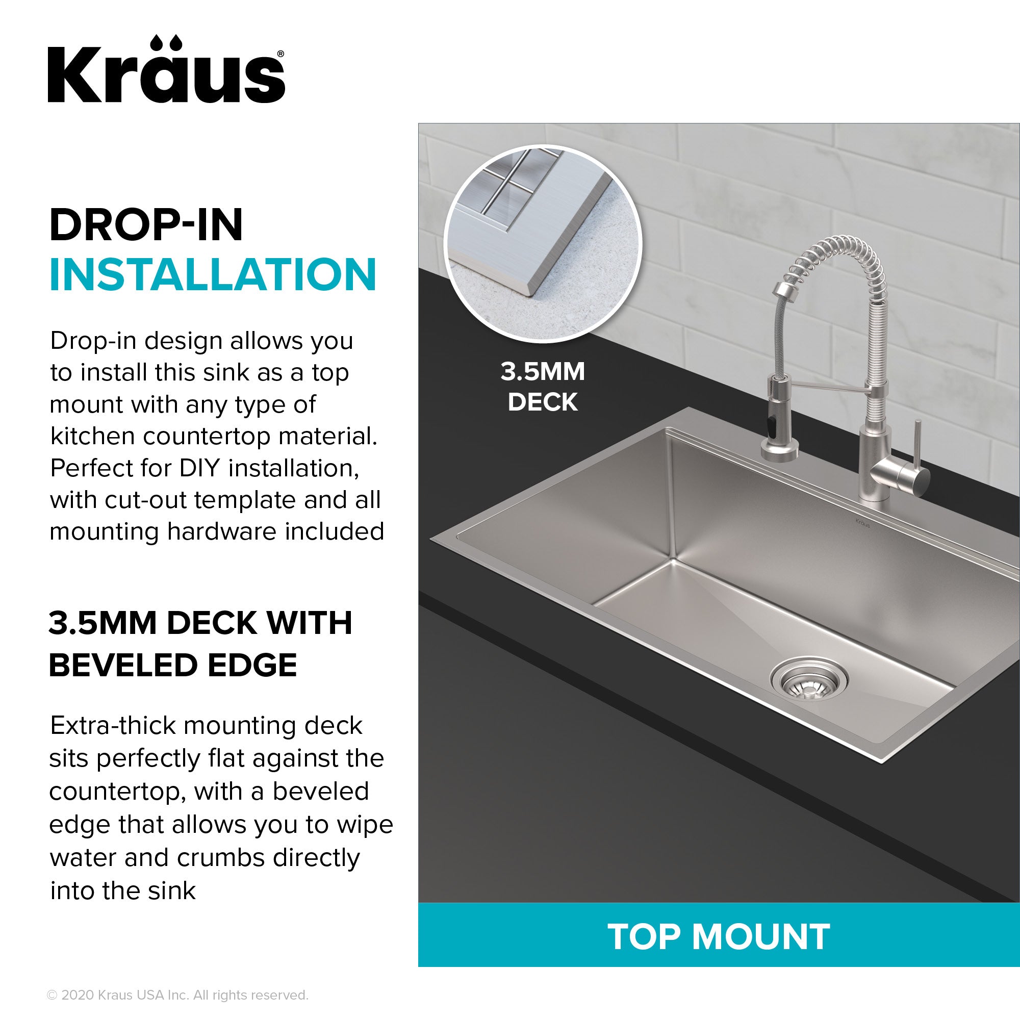 Kraus 32" Drop in Workstation Kitchen Sink - KWT300-32