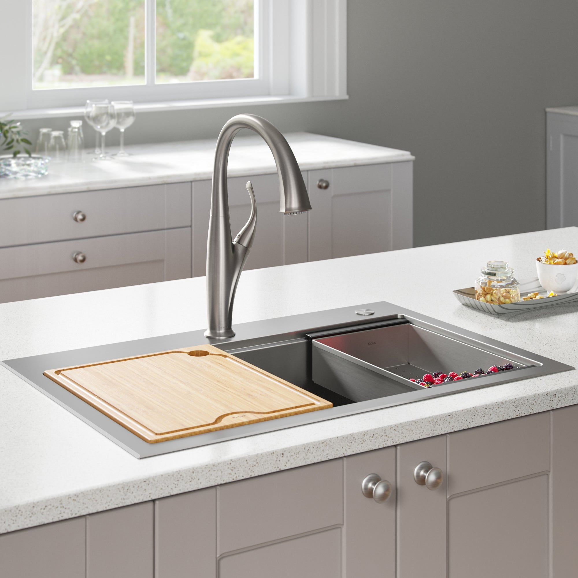 Kraus 32" Drop in Workstation Kitchen Sink - KWT300-32
