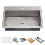 Kraus 32" Drop in Workstation Kitchen Sink - KWT300-32