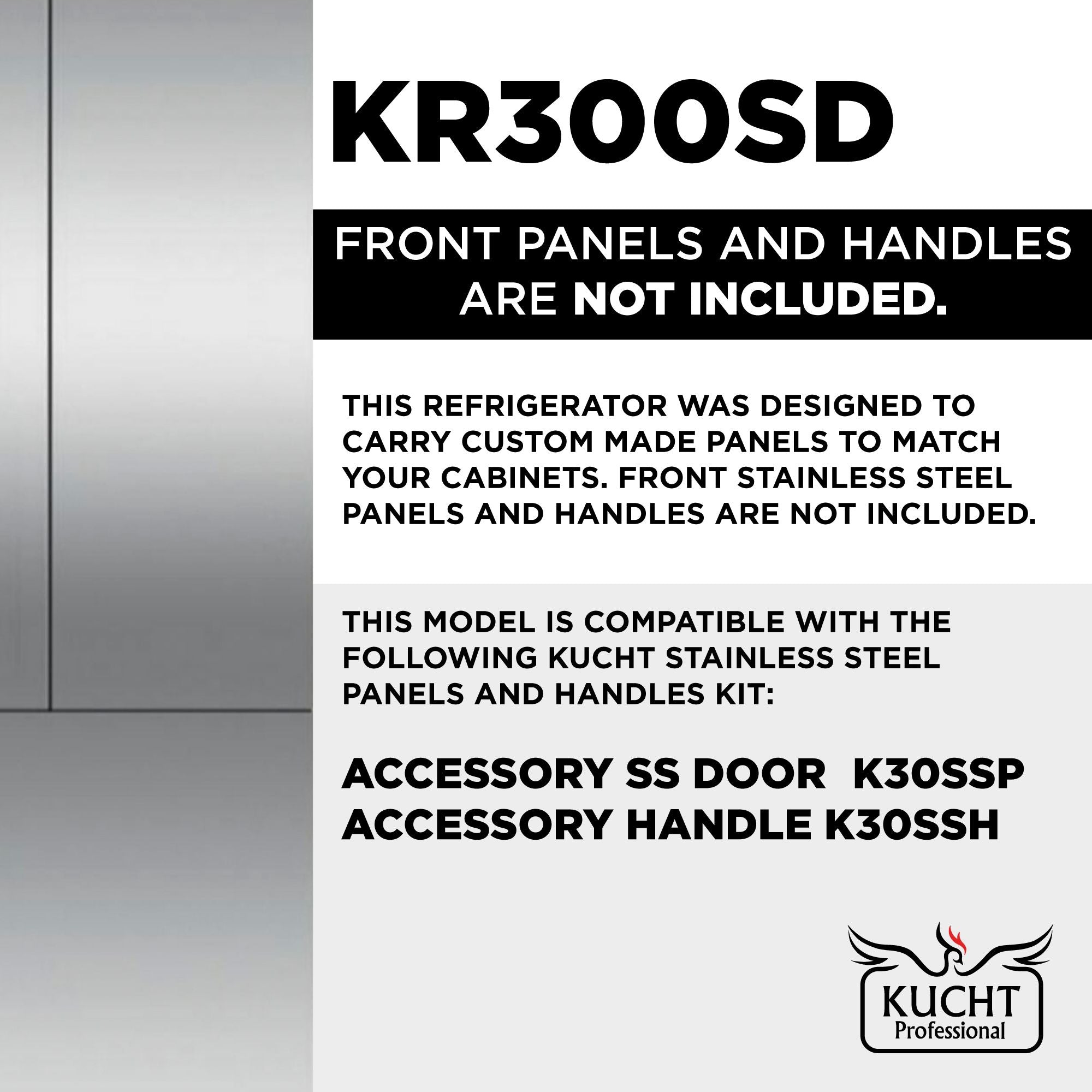 Kucht 30 Inch 16 cu. ft. Custom Panel Refrigerator, Counter Depth - KR300SD