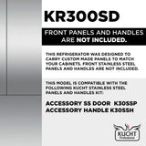 Kucht 30 Inch 16 cu. ft. Custom Panel Refrigerator, Counter Depth - KR300SD