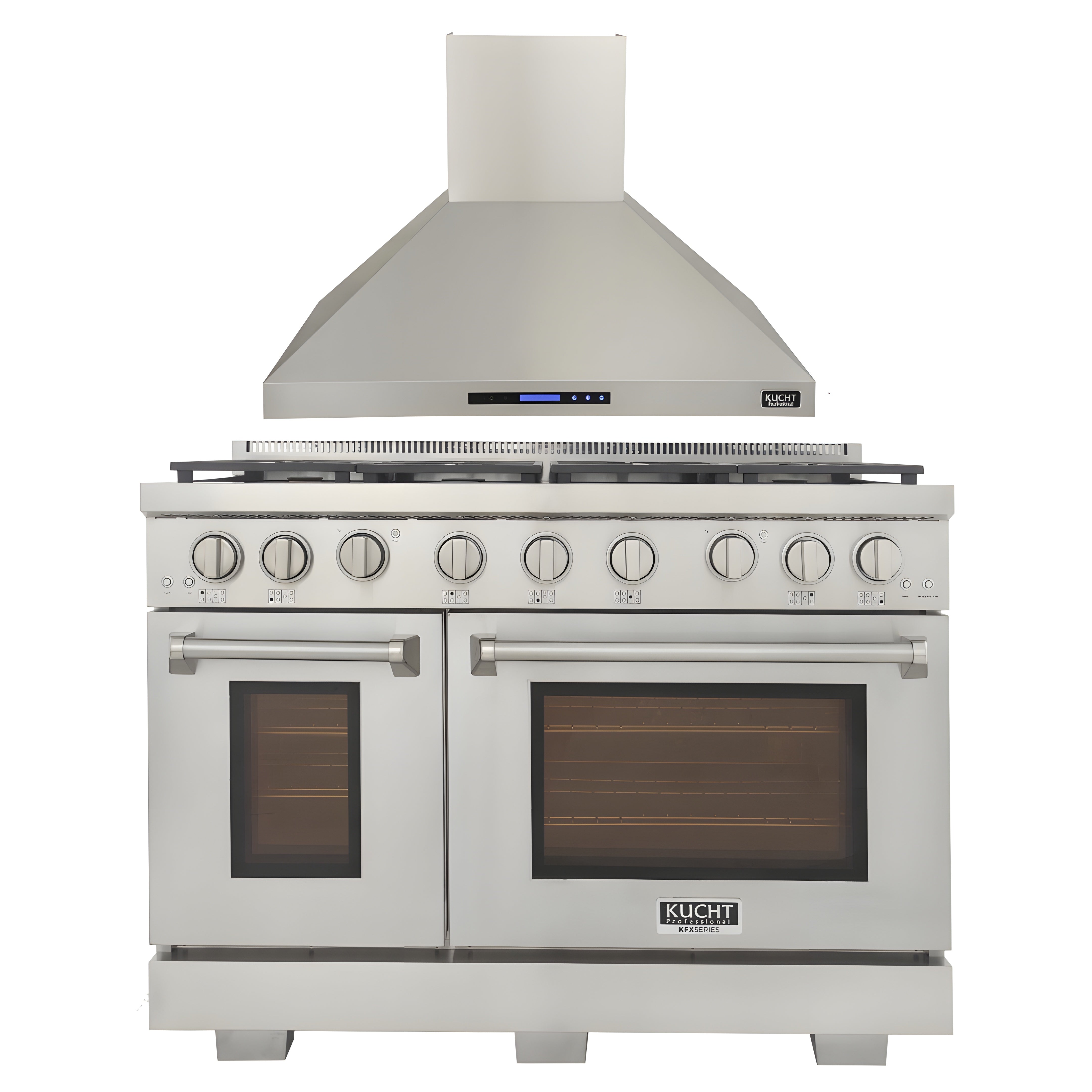 Kucht Appliance Package - 48 inch Propane Gas Range in Stainless Steel and Wall Range Hood - AP-KFX480/LP